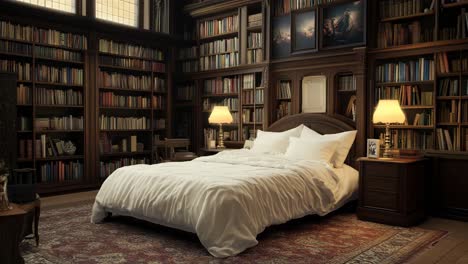 elegant library bedroom