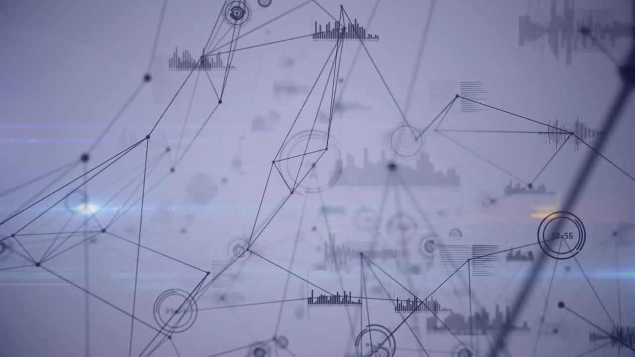 animación del procesamiento de datos a través de una red de conexiones