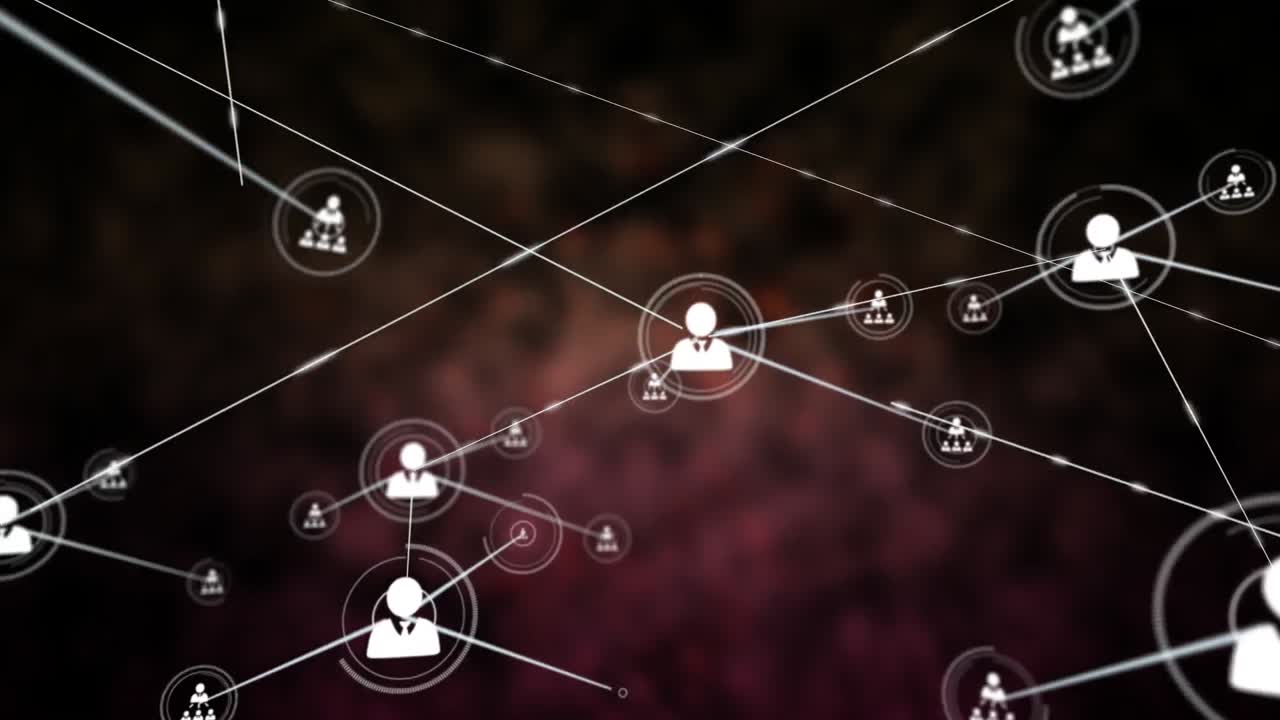 Animation of network of digital icons against textured background