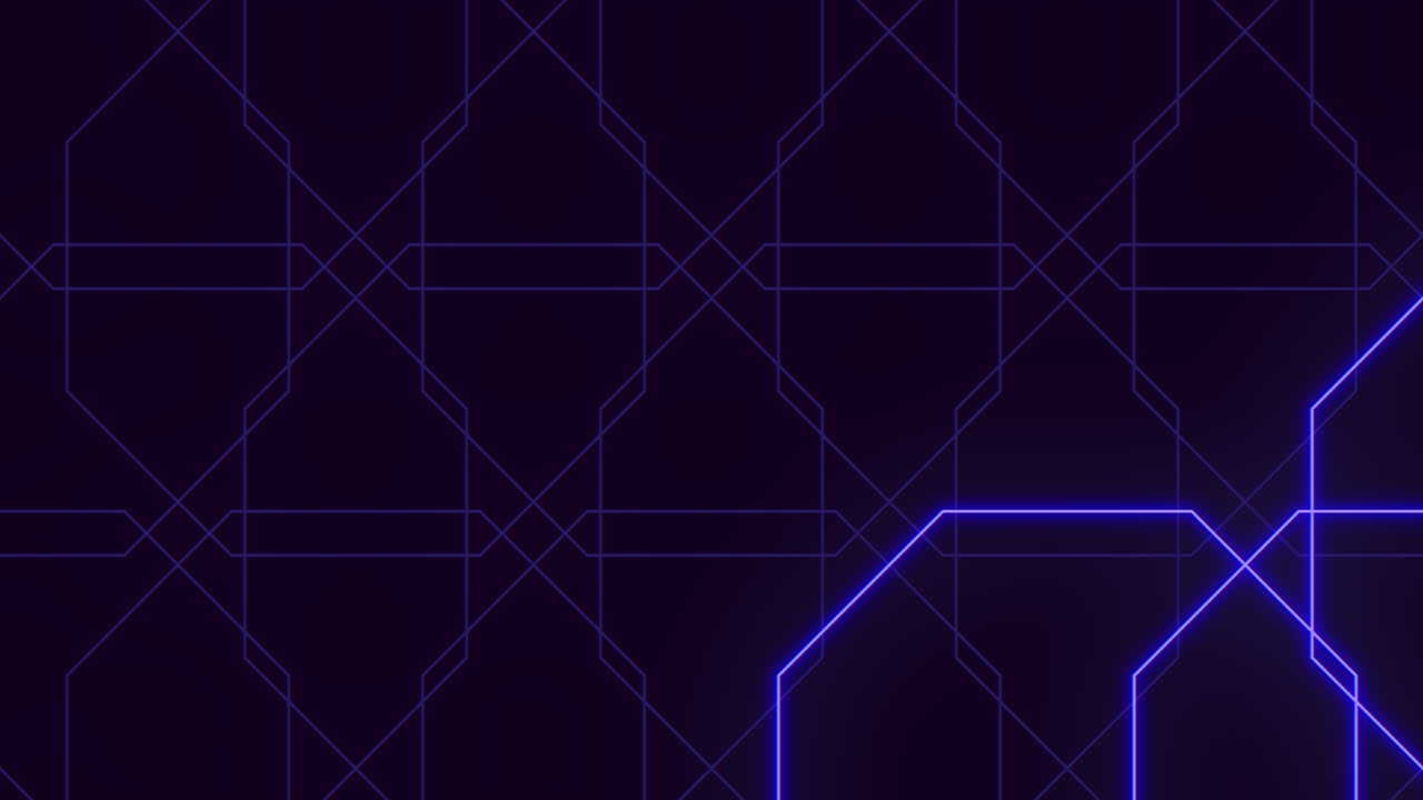 Futuristic neon hexagon grid background with glowing blue lines, seamless loop