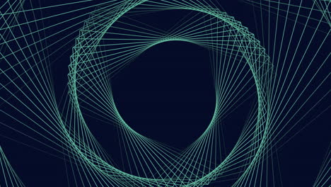 triángulos geométricos futuristas y en espiral verdes en la galaxia oscura