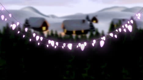 animation of glowing fairy lights over winter landscape