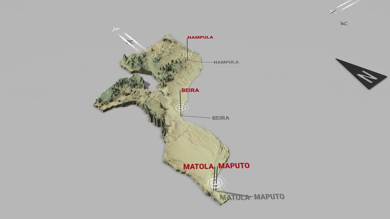 3d 지형 지도 모잠비크