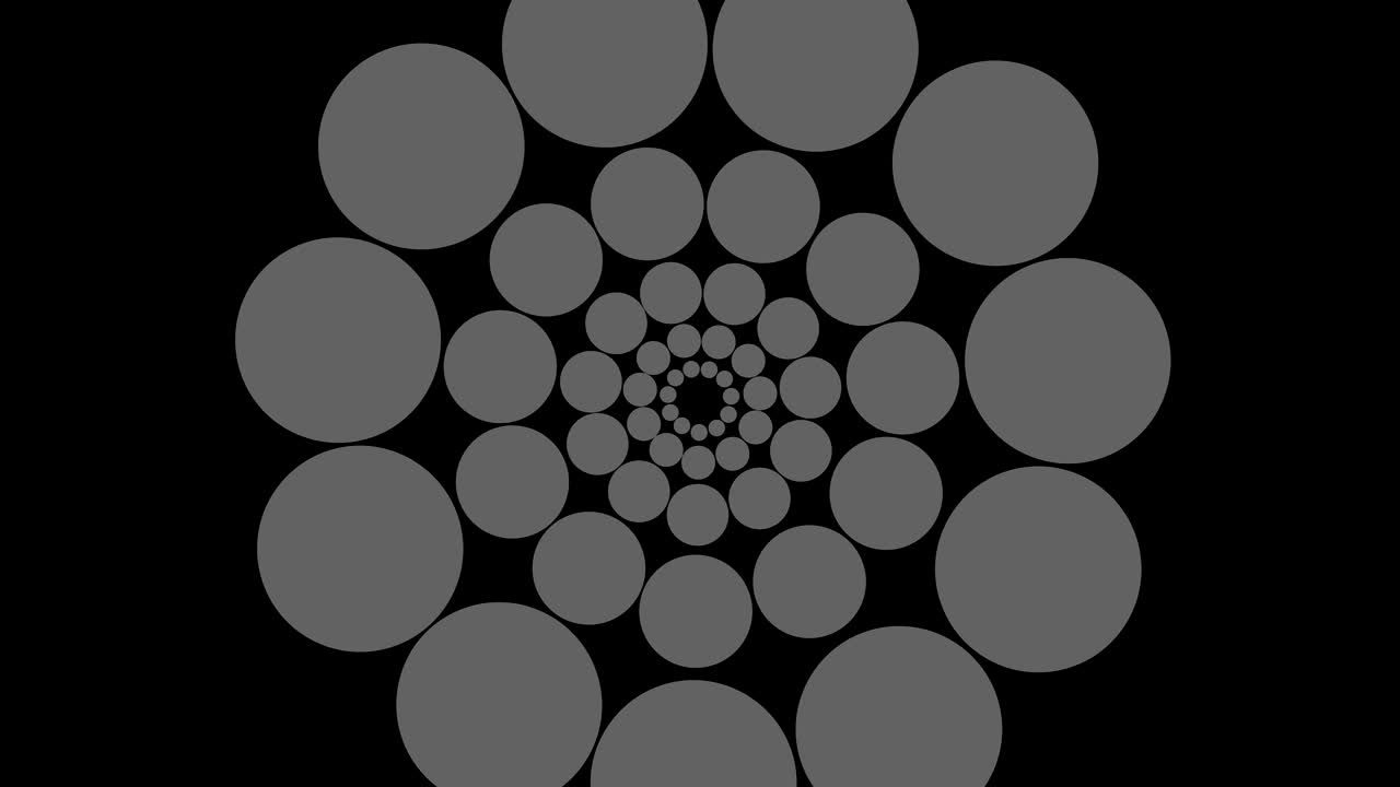 Graphic drawing in black and white with stroboscopic and hypnotic effect, while it rotates clockwise and increases in size.
