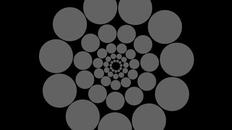 Graphic drawing in black and white with stroboscopic and hypnotic effect, while it rotates clockwise and increases in size.
