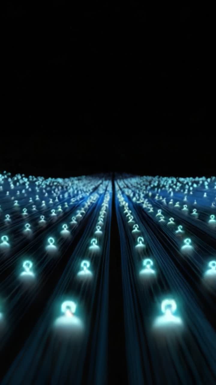 A Stunning Visual of a Futuristic Digital Landscape Filled with Glowing User Icons Representing Connectivity and Technology in a Dark Environment