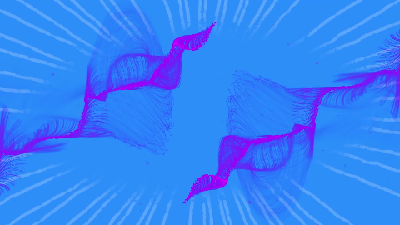 파란색 패턴 위에 보라색 데이터 전송 메쉬의 애니메이션