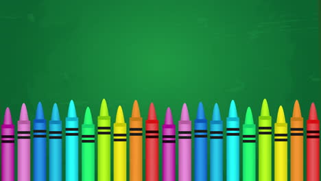 animation of colorful crayons against green background