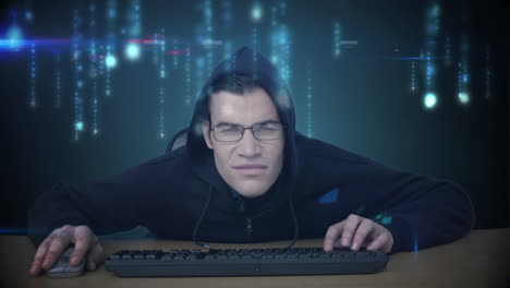 A hacker surfing on data 