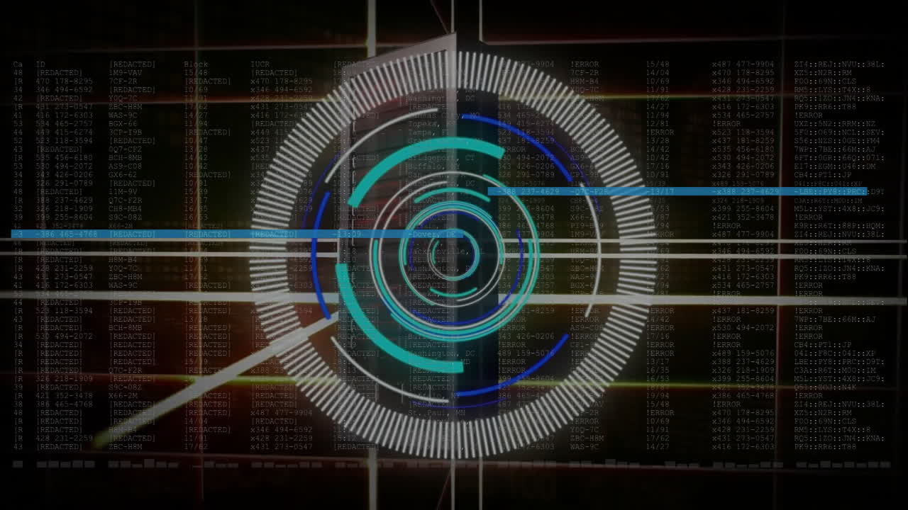 어두운 배경에서 범위의 애니메이션과 데이터 처리