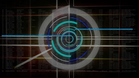 Animation of scope and data processing on dark background