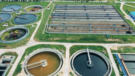 water management concept. aerial view of a circular clarifier created for wastewater treatment