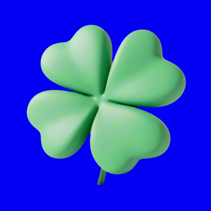 3D Render of a Four Leaf Clover on a Blue Background
