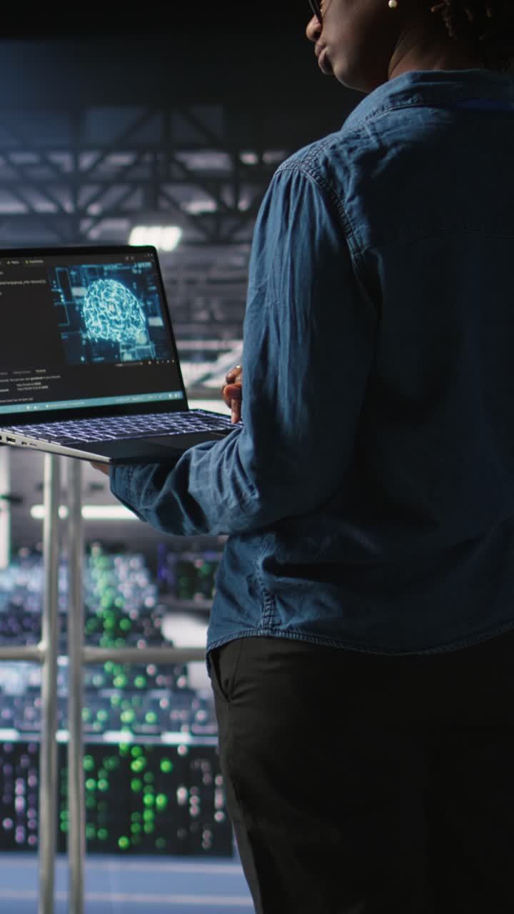 Vertical video Data center system administrators using artificial intelligence