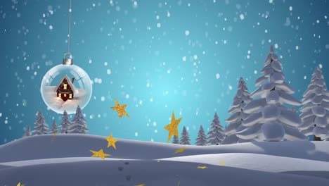 Animation-Von-Schnee,-Der-über-Die-Weihnachtsschneekugel-Fällt