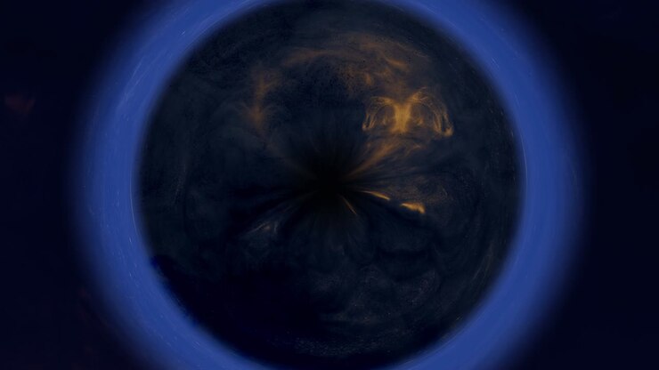 glowing swirl navy blue golden circle radiance