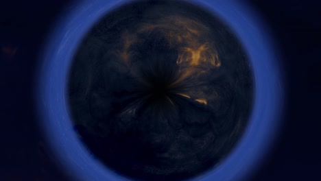 un remolino brillante azul marino un círculo dorado un resplandor