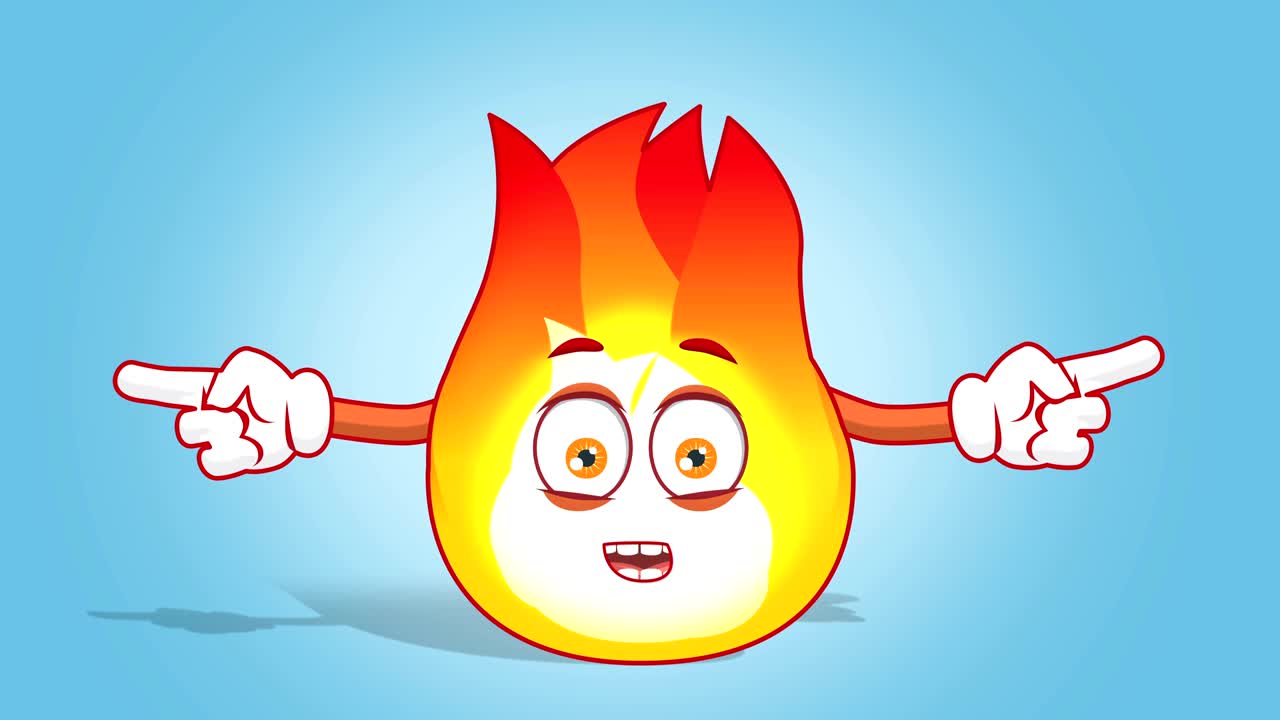 만화 불 불꽃 행복한 이중 측면 포인터 얼굴 애니메이션 알파 매트