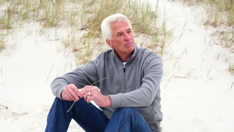 retired man relaxing on the beach