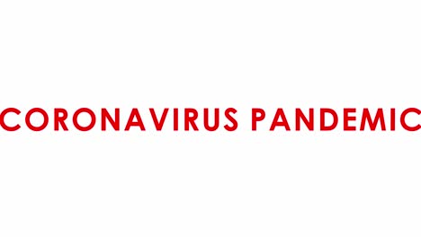 tipografía de texto de pandemia de coronavirus animación de color rojo suave sobre fondo blanco
