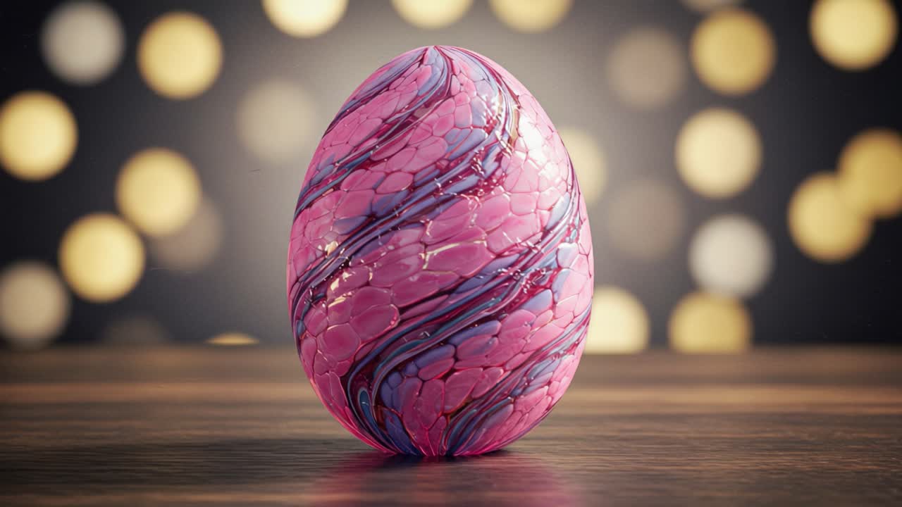 A Vibrantly Colored Easter Egg with Swirling Patterns Against a Soft Focused Background, Showcasing the Intricacies of Artistic Decoration and Craftsmanship