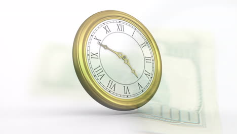 animación del tic-tac del reloj sobre el billete de dólar estadounidense