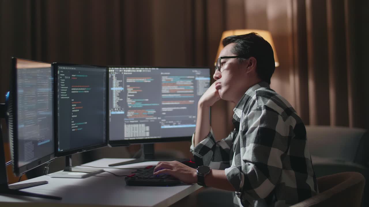 Programmer working late at night