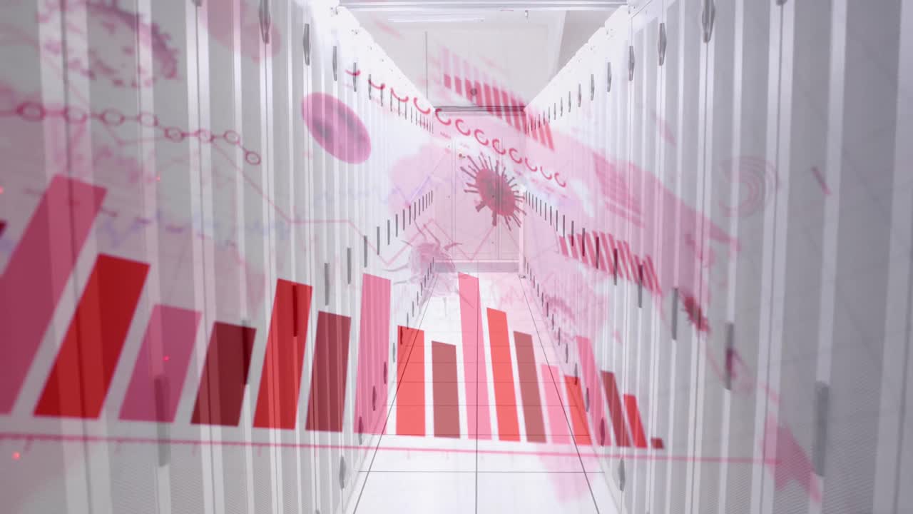 컨베이어 벨트에 있는 카드보드 상자 위에서 금융 데이터 처리의 애니메이션