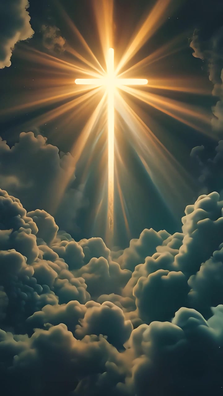 Sfondo per Adorazione 4K: Croce Cristiana e Luce Celeste