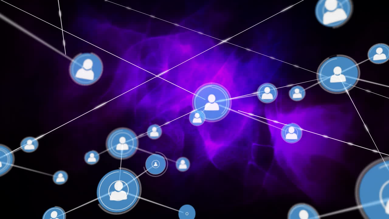 animación de la red de conexiones con iconos sobre formas