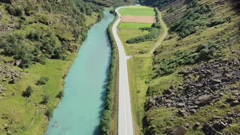 A-road-was-shot-from-above-in-Norway