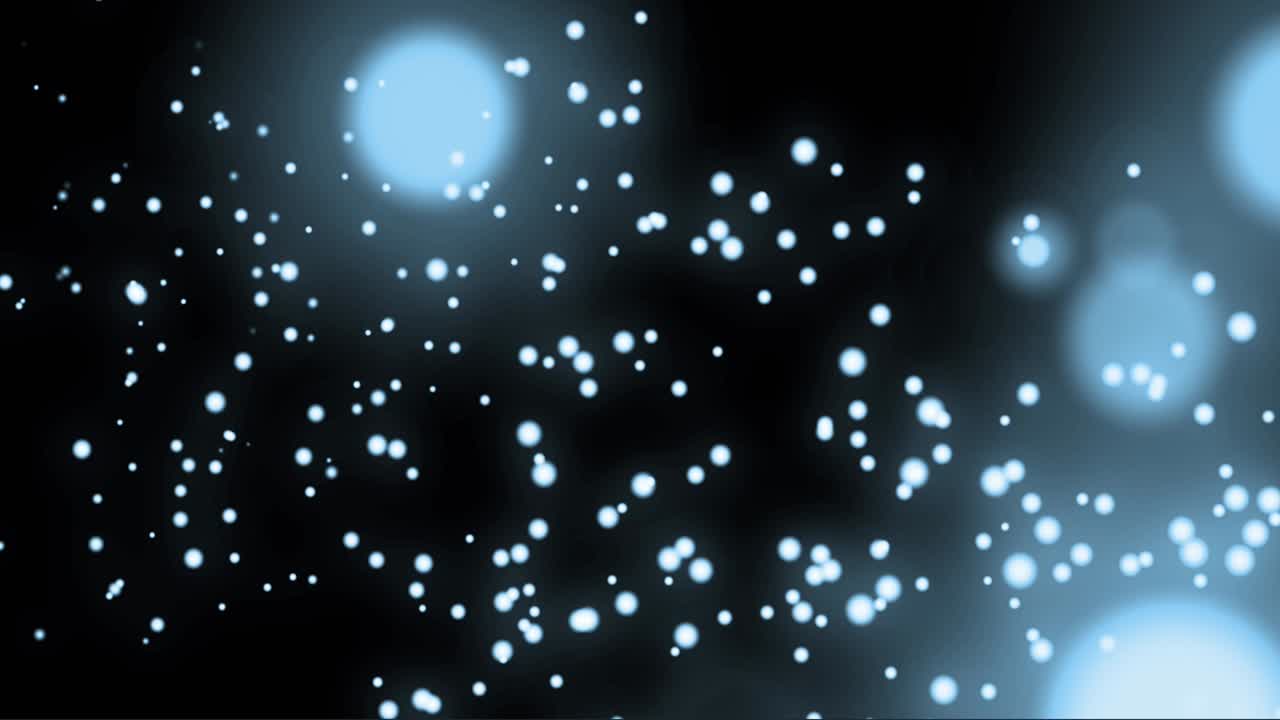 animación de múltiples focos flotando sobre un fondo azul brillante