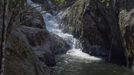 Small-Cascade-Waterfall-In-The-Valley---Unspoiled-Crystal-Cascades-In-Redlynch,-Queensland,-Australia