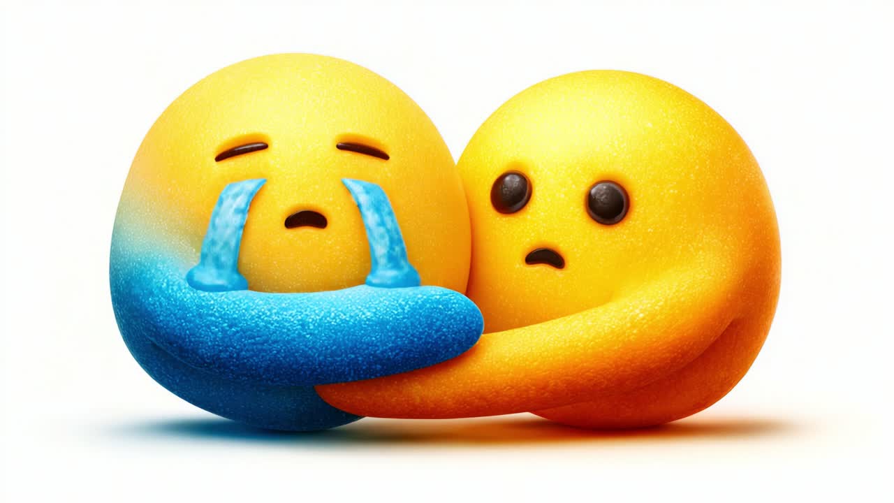 Emotions Unveiled: Two Expressive Characters Share a Moment of Connection, Resonating with Feelings of Sadness and Support While Highlighting the Depth of Human Emotions