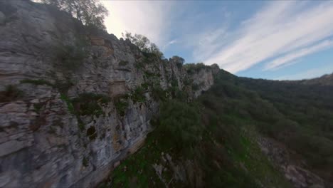 Aerial-View-Flying-Over-Beautiful-Alpine-Mountain-Ridge-In-Spain