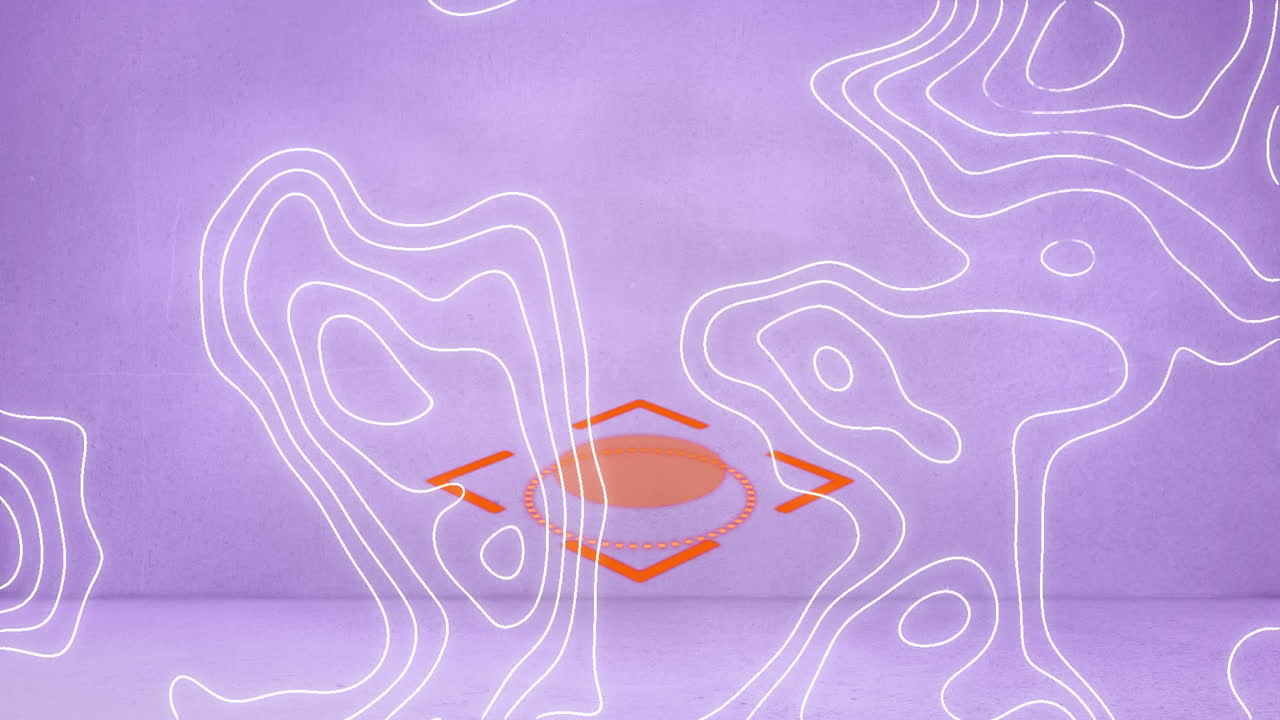 animación de líneas de contorno blancas que se mueven sobre un fondo lila