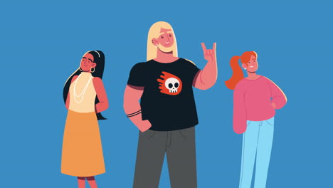 grupo de diversidad personas personajes animación