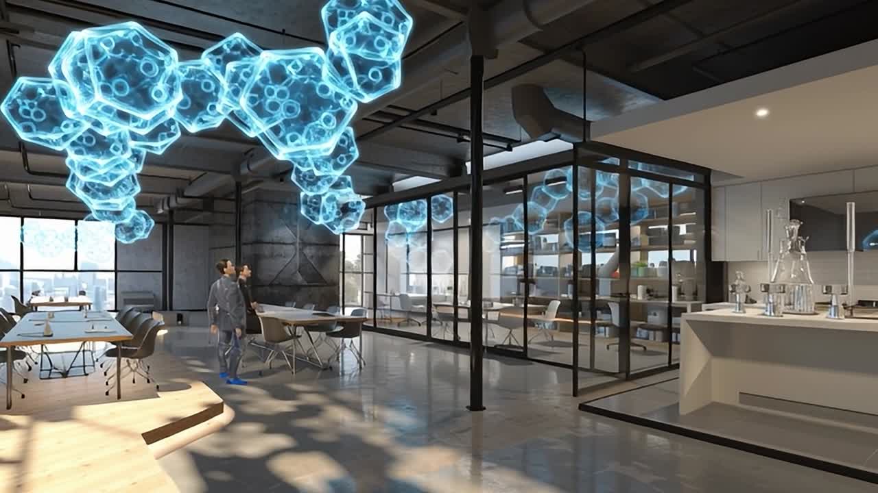 Innovativt arbeidsområde med avansert teknologi og designelementer