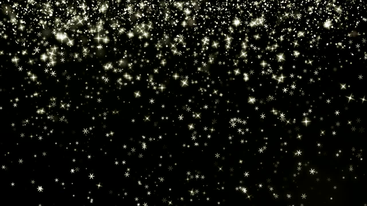 Loopable, seamless loop black Christmas background with small snowflakes star particles, UHD 4k 3840x2160
