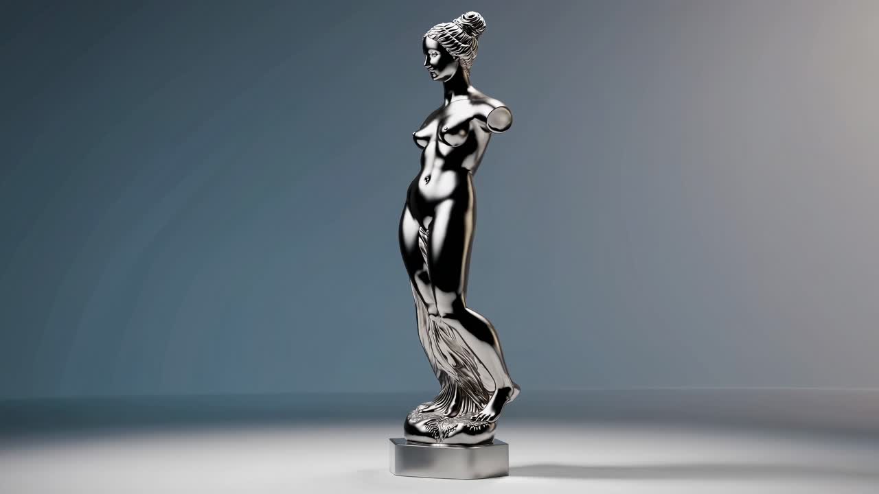 고전적 여신의 금속 동상