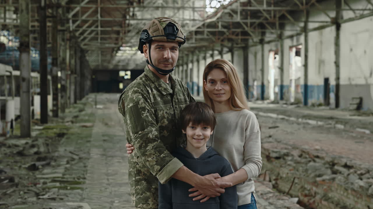 Military Family in a Ruined Factory