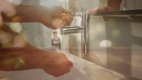 animation of man washing his hands in a sink during coronavirus covid 19 epidemic