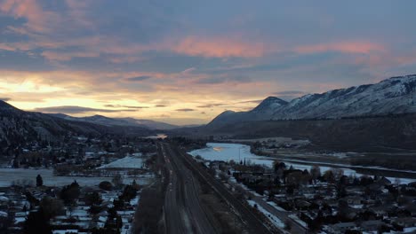 The-Twilight-Journey-on-Highway-1:-Capturing-the-Beauty-of-Kamloops-Winter-Sunset