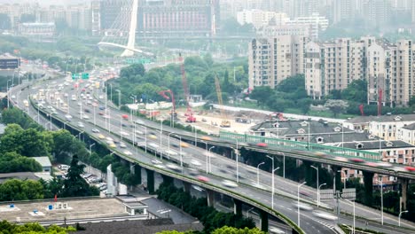 time lapse of grade separation bridge.nanjing,china.