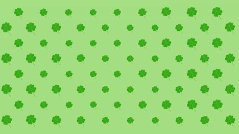 animation of rows of pulsating clover leaves on green background