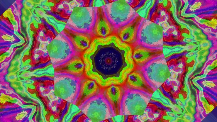 Colorful ornamental cyberpunk psychedelic iridescent pattern background