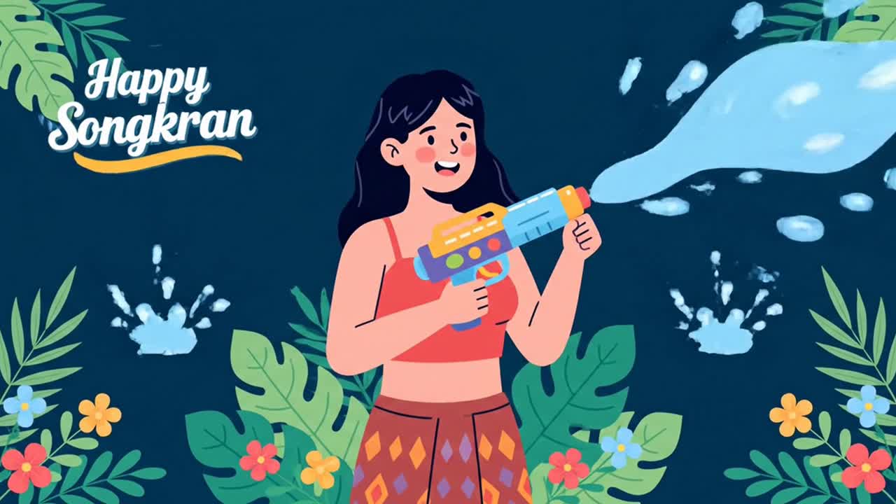 Happy songkran festival greeting animation | Premium Stock Video Footage