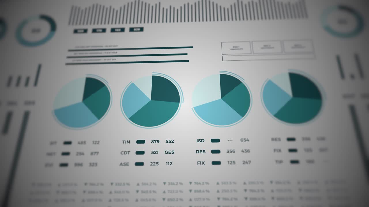 estadísticas, datos del mercado financiero, análisis e informes, números y gráficos. vídeo de apertura animado en bucle.