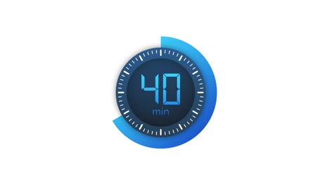 the 40 minutes timer. stopwatch icon in flat style. motion graphics.