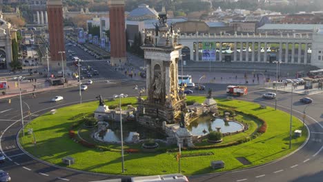 día soleado barcelona placa de españa fuente 4k españa